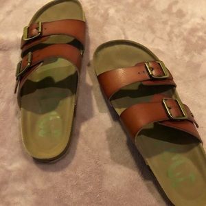 Slide sandals , Birkenstock style.